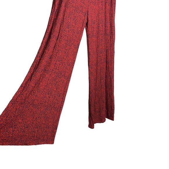 NWT Lucky Brand Pants Womens Medium Red Flare Pull On Floral Stretch Boho Flowy - Picture 6 of 8